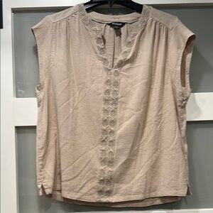 Sherpa Tan Embroidered Sleeveless Blouse